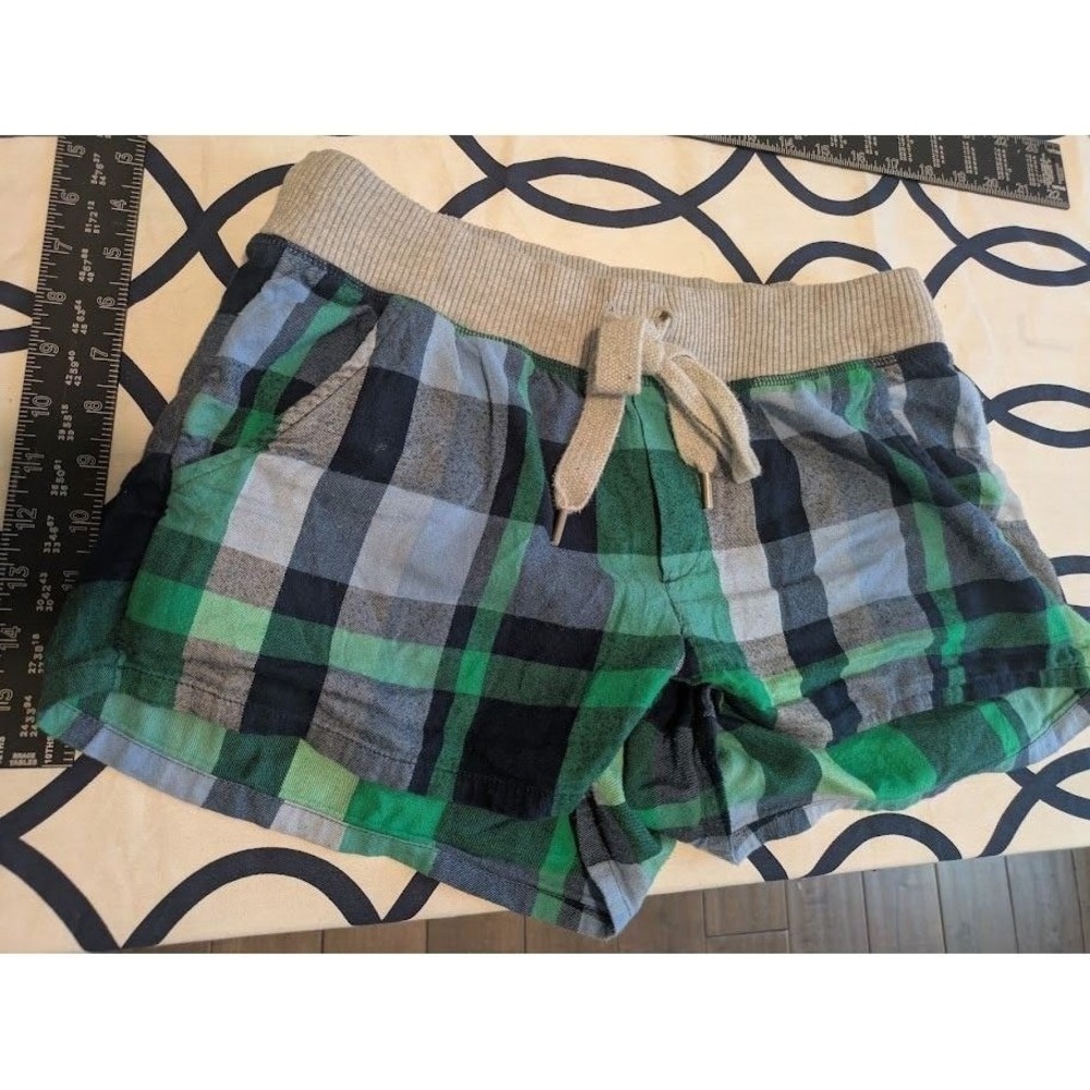 Aerie Plaid Pajama Shorts Green Blue Navy Drawstring Waist Small